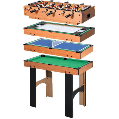 HOMCOM 4-in-1 Multi-Game Table Multigame Game Table with Table Football Table Hockey Table Tennis Billiard Multifunctional Game Table Made of MDF, 92 x 78 x 80 cm