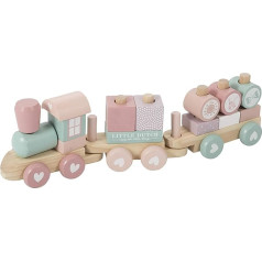 Little Dutch 0422015 Wooden Train with Push-In Shapes, Adventure Pink