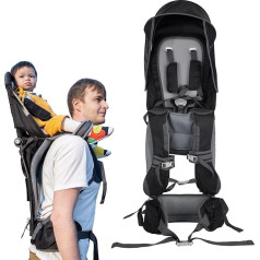 iuscacey Premium Baby Carrier Backpack with 5 Point Harness, Sun Protection Canopy, Foldable Design and Multiple Pockets - Ergonomic Comfort for Hiking, Carrier for 6 Months - 3 Years (up to 18 kg)