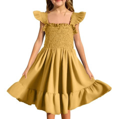 TYUSGH Sommerkleid für Kleinkinder, Mädchen, einfarbig, Fliegenärmel, Party, Prinzessinnenkleid, Baby, A-Linie, Sommerkleid, Kinderkleidung