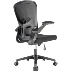 Durrafy Ergonomic Office Chair, Desk Chair with Adjustable Armrests, Gaming Chair, Mesh Office Chairs, Office Chair with Lumbar Support, Padded Seat Cushion, 360° Swivel Chair, Black