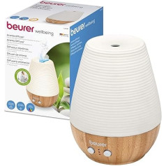 Beurer LA 40 Aroma Diffuser, Fragrance Nebulizer with Ultrasonic Atomisation, with Wellness Light and Colour Changing, Made of Wood and Porcelain, for Rooms up to 20 m2