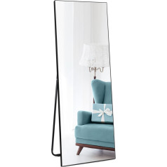 Vasemouh 140 x 51 cm High Quality Standing Mirror with Black PVC Frame and Tempered Glass, Ideal for Bedroom, Living Area, Hallway or Bathroom