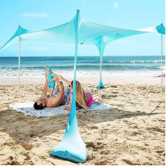 SUN NINJA Beach Tent, SPF 50+ Sun Sail, Includes Sand Shovel, Pegs and Stability Poles, Outdoor Sun Shelter for Camping, Trips, Fishing, Fun in the Garden and Picnics
