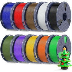 SUNLU 10 kg 3D Printer Filament Bundle, Multicoloured, PLA+ Filament 1.75 mm, Neatly Wrapped PLA Plus Filament 10 kg, Black, White, Red, Blue, Green, Positive Yellow, Sunny Orange, Purple, Coffee