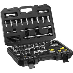 Stanley Fatmax STMT82831-1 Socket Spanner Set (72 Pieces, ½ Inch and ¼ Inch, Hexagonal, in Case with Metal Tabs, for a Wide Range of Screwdriving Work in the Home, Workshop or Car, Motorcycle and