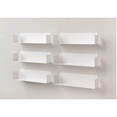 TEEbooks - CD and DVD shelf - Set of 6 - STEEL - WHITE - 60x15x15cm