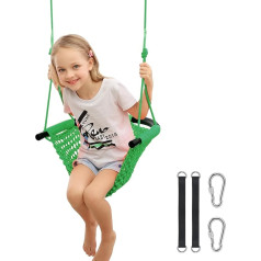 Outdoor Children's Swing, Garden Swing Seat with Adjustable Rope and 2 Carabiners, Robust Swing for Outdoor, Garden, Playground