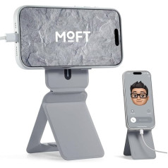 MOFT Mobile Phone Tripod Stand, Magnetic Mobile Phone Stand for Smartphone, Movas Vegan Leather Mini Tripod for iPhone 16/15/14/13/12 Series with Angle Adjustment & Strong Magnets (Cement)