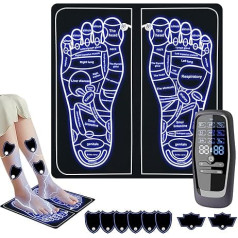 EMS Foot Massager, Portable Rechargeable Physiotherapy Instrument 【9 Modes + 30 Intensity Levels】for Blood Circulation, Muscle Pain Relief with 6+2 TENS Electrode Pads (Black)