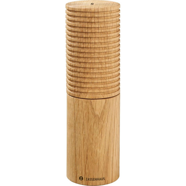 Zassenhaus Husum Salt Mill Made of Oak, Continuously Adjustable High Performance Ceramic Grinder, Spice Mill for Pepper, Salt and Herbs, 18 cm