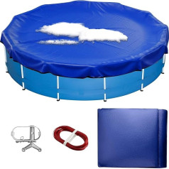 Neuradical Round Winter Pool Cover for Above Ground Pools, Oval Pool Cover with Winch and Cable, Diameter 5.8 m Pool Tarpaulin for Diameter 457 cm Pool Solar Swimming Pool Covers, Waterproof and Dust