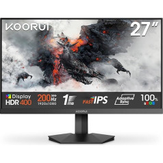 KOORUI G2711P 27 Inch Gaming Monitor, 1ms 200Hz FHD Fast IPS HDR400 PC Screen, 100% SRGB Adaptive Sync VESA 75 x 75 mm