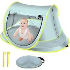 Pop Up Beach Tent Portable UV Protection UPF 50 Swimming Pool Tent with Mosquito Net for Travel (Cyan, Max)