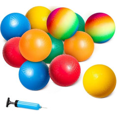 U&C Planet Rainbow Playground Balls Dodgeballs 21.5 cm Lightweight Softballs with Air Pump for Family Game Children Indoor Outdoor Game