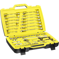 Stanley Fatmax FMMT82827-1 Combination Key Set (49 Pieces, ½ Inch and ¼ Inch, Hexagonal, in Case with Metal Latches, for Various Screwing Work in the Home, Workshop or Car, Motorcycle, Bicycle)