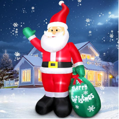 Aimosen 240 cm Inflatable Santa Claus LED with Bag, Christmas Decoration for Indoor and Outdoor Use, 8 ft Inflatable Lawn Figures, Home and Family Decoration, Yard Decoration