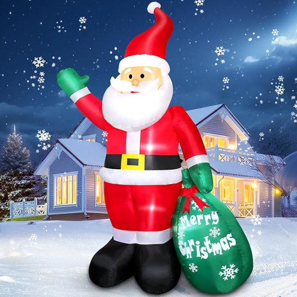 Aimosen 240 cm Inflatable Santa Claus LED with Bag, Christmas Decoration for Indoor and Outdoor Use, 8 ft Inflatable Lawn Figures, Home and Family Decoration, Yard Decoration