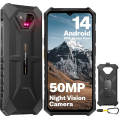 Ulefone Armor X13 Outdoor Mobile Phone Android 14, 50MP + 24MP Night Vision 12GB + 64GB/256GB SD Octa Core 6320mAh 6.52 Inch Construction Site Mobile Phone without Contract 4G Dual SIM Outdoor