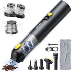 AUXITO Cordless Car Vacuum Cleaner with High Power 14000 Pa, Handheld Vacuum Cleaner with Blow & Suction Function, 2-in-1, 30 Minutes Runtime, USB-C Charge, Small Vacuum Cleaner Handy for Car, Home