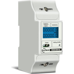 Velleman Electricity Meter, 1 Phase, 1 Phase Electricity Meter, Digital Electricity Meter, DIN Rail, 1 Phase, Meter for DIN Rail, LCD Display, LED, Max. 80 A