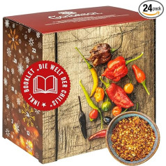 Corasol Premium Chili Advent Calendar with 24 Shredded Chili Varieties with up to 1.5 Million Scoville, Gift Idea for Sharp Men (128 g)