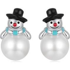 Qings Christmas Earrings for Women 925 Sterling Silver Small Cute Santa Hats Snowman Christmas Tree Deer Bow Holly Stud Earrings with Cubic Zirconia Holiday Christmas New Year Jewellery