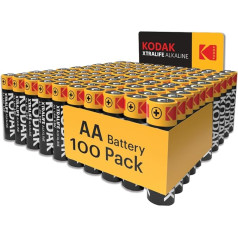 Kodak AA batteries, double A batteries, pack of 100, disposable batteries, alkaline battery, 1.5 V
