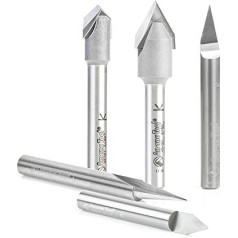 Amana Tool AMS-159 5-Pc Solid Carbide & Carbide Tipped 18, 30, 45, 60 & 90° V-G