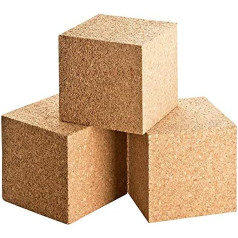 Pack of 3 Cork Cubes, Cork Dice, Pressed Cork Cubes, 10 x 10 x 10 cm, Cork Block, Cork Block, for Crafts, for Hobby, Home Work and DIY