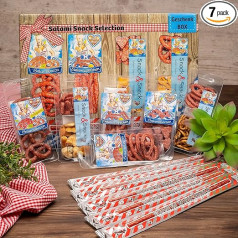WURSTBARON® Snack Gift Box with Salami Hearts, with 7 Particularly Delicious Snacks from Salami and Nibbles, Krakow-Style Sausage, Bavarian Quality, 390 g