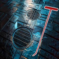 Kanaldeckelheber Roter Schachtheberhaken für Regenabflüsse im Freien, T-Griff-Abflussdeckelerhöhungen zum Herunterziehen von Dachbodenrollläden, Einzelner Klärgruben-Abzieherschlüsselwerkzeug(50cm (19