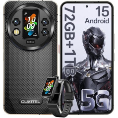 OUKITEL WP200 Pro 5G Outdoor Mobile Phone 72GB RAM + 1TB ROM Android 15 Outdoor Smartphone Without Contract with SmartWatch, 6.7 Inch AMOLED FHD+ 120 Hz, 8800mAh/45W, 108MP Camera, Gemini AI/ 5G Dual