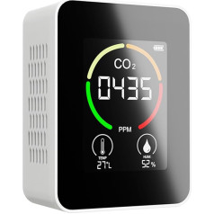 Air Quality Monitor, LCD Large Screen Radon Detector, Indoor Air Quality Monitor with Intuitive Colour Coding System for Greenhouses, Agricultural Production