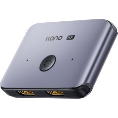 llano HDMI Switch, 8K HDMI2.1 Bi-Directional Switch Splitter Supports 8K@60Hz 4K@120Hz HD2.3, Aluminum HDMI Switcher Selector for PS4/PS5 Xbox Roku Apple TV Fire Stick