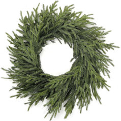 Norfolk Pine Wreath for Front Door, Artificial Christmas Wreath, Green Artificial Pine Wreath for Wall, Window, Mantle, Outdoor Christmas Decoration