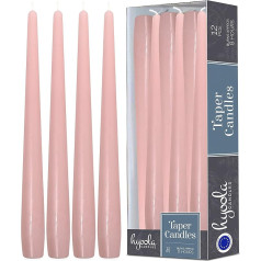 Hyoola Taper Candles - 25 cm Light Pink, Drip-Free Table Candles - Long Burning Time 8 Hours - Pack of 12