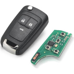 Remote Key Compatible with Opel Mokka, Insignia, Astra, Corsa, Zafira, Adam, Chevrolet Aveo, Cruze, Captiva, Spark - Electronic Module 433 MHz with Transponder Chip (3 Button Replacement)