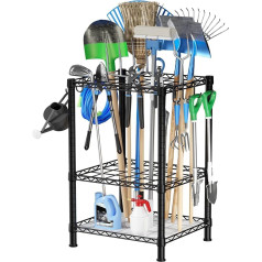 Roxibelt T2 Garden Tool Organizer (with Adjustable Shelf), Heavy Duty Garage Tool Storage for Yard, Shed, Outdoor and Lawn, Freestanding Tool Organizer and Storage Up to