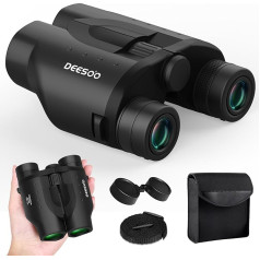 25 x 32 Binoculars Small for Adults, deesoo Mini Binoculars for Children, HD Compact Binoculars with Large Eyepiece for Bird Watching, Hunting and Outdoor Travel, Black