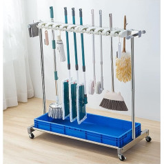 Utility Rack für Mops und Besen – Beweglicher Reinigungswerkzeugwagen Mopphalter mit Rädern für Nassmopps, ideal für Garten, Garage, Schulen, Krankenhäuser und Hotels