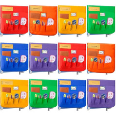 Natonhi Chair Bags for Classroom, 12 Pack, 17.5 x 16.5 inch, Seat Bags for Classroom Chairs, Chair Back, Buddy Pocket Chart, 6 Storage Pockets for Nursery Classroom, 6
