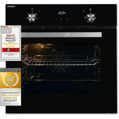 Exquisit EBE 657-2U Built-in Oven | 59 L Oven Volume | Hot Air | Telescopic Drawers | Black
