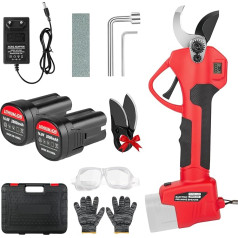 45 mm Battery Pruning Shears, Electric Pruning Shears with 2 Pieces 21 V 2000 mAh Batteries & Replacement Blades Set, LCD Display, Brushless Motor, Electric Pruning Shears, Branch Cutter