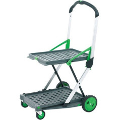 GPC Folding Cart with Folding Box, Black, Rubber Wheels, 20kg (Top), 40kg (Bottom), 2 Wheels, Clever Trolley