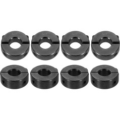 QUARKZMAN Pack of 8 Double Split Shaft Collars for 3/8 Inch Shaft, Two Piece Clamping Collar, 7/8 Inch Outer Diameter, 11/32 Inch Width, Black Oxide Steel Lock Collar Clamp, Set Screw Style