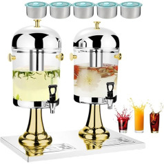 QUSYZD Doppelter Getränkespender mit Zapfhahn, Kaltgetränkeautomat aus Edelstahl mit Tropfschalen und dickem Boden für Familienfeiern, Bankette, Partys und Veranstaltungen, Silber, Gold,Gold