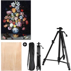 CONGRUI Staffelei für Kunstberuf, Aluminiumlegierung, Ständer, Kunsttisch-Staffelei, Tri-Pod-Display (Schwarz, Staffelei und Hohlbrett)