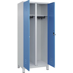C + P Möbelsysteme C+P | Schwarz-Weiß-Spind Classic Plus | 1 Abteil | lichtgrau/lichtblau | HxB 1950 x 800 mm | mit Füßen | Drehriegel