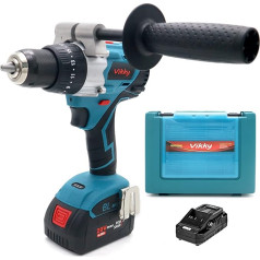 Vikky 20 V cordless hammer/drill/drive offers 3 speed variations, powered by brushless motor and drill, which is held by a robust 1/2 inch ratchet chuck.